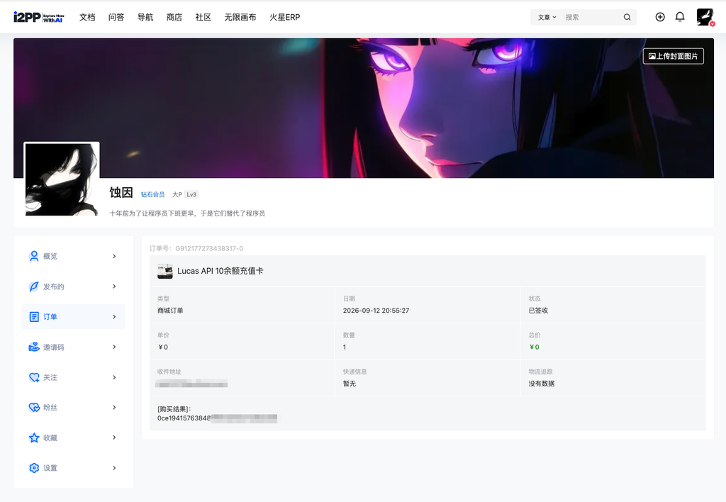 Lucas API 100元余额充值卡